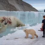 A volunteer accidentally saved a mother polar bear from danger