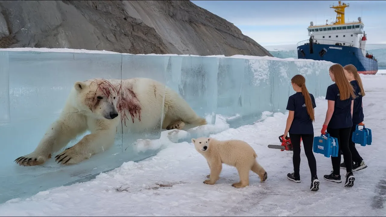 A volunteer accidentally saved a mother polar bear from danger